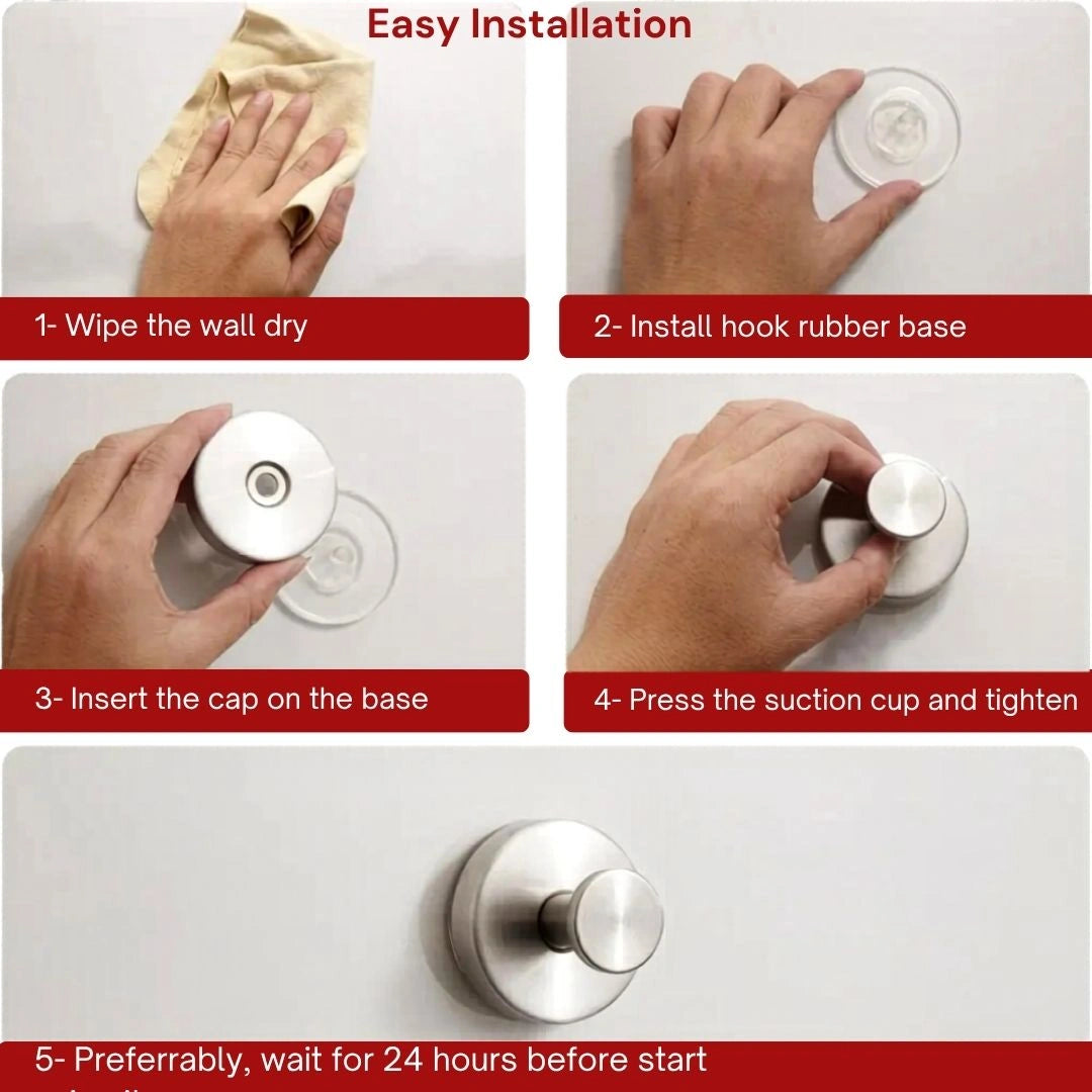 Bathroom Suction Hook | No Drill (2 Pieces)