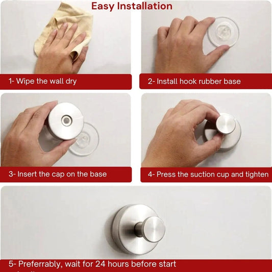 Bathroom Suction Hook | No Drill  (2 Pieces)