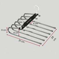Pants hanger shown flat with its measurements marked in centimetres