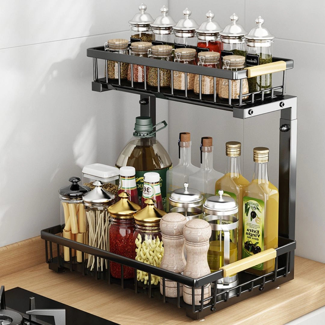 Under Sink 2-Tier Drawer | Carbon Steel