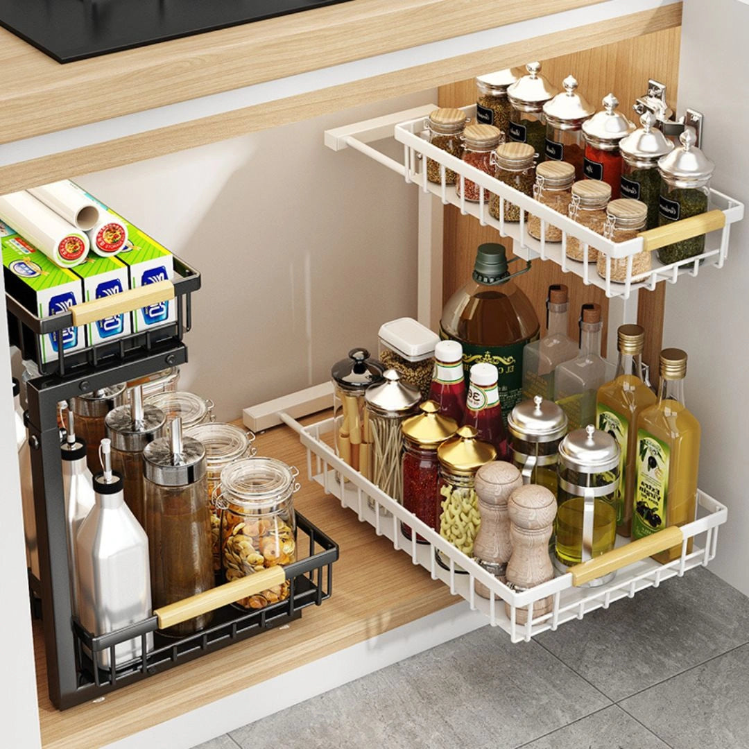 Under Sink 2-Tier Drawer | Carbon Steel