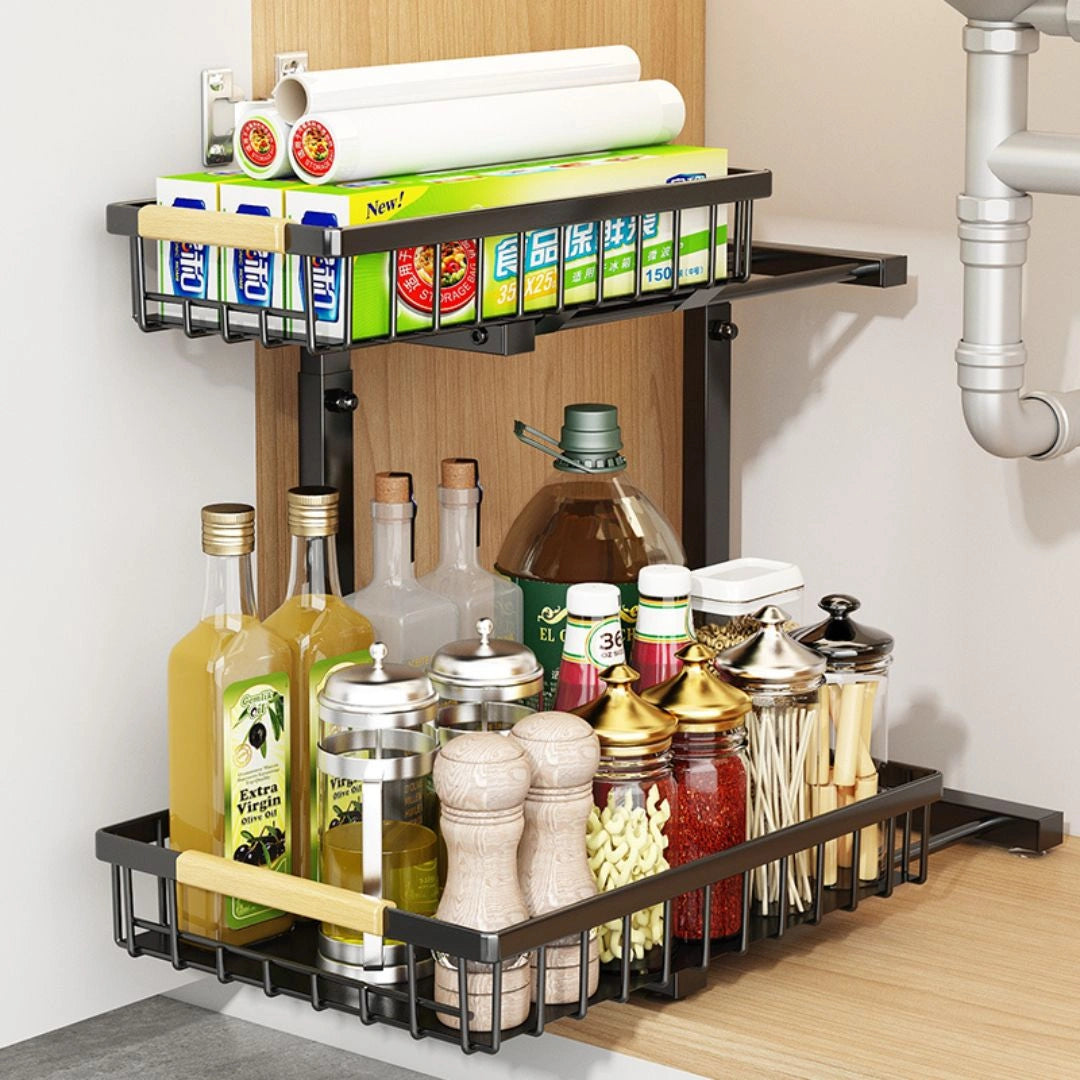 Under Sink 2-Tier Drawer | Carbon Steel