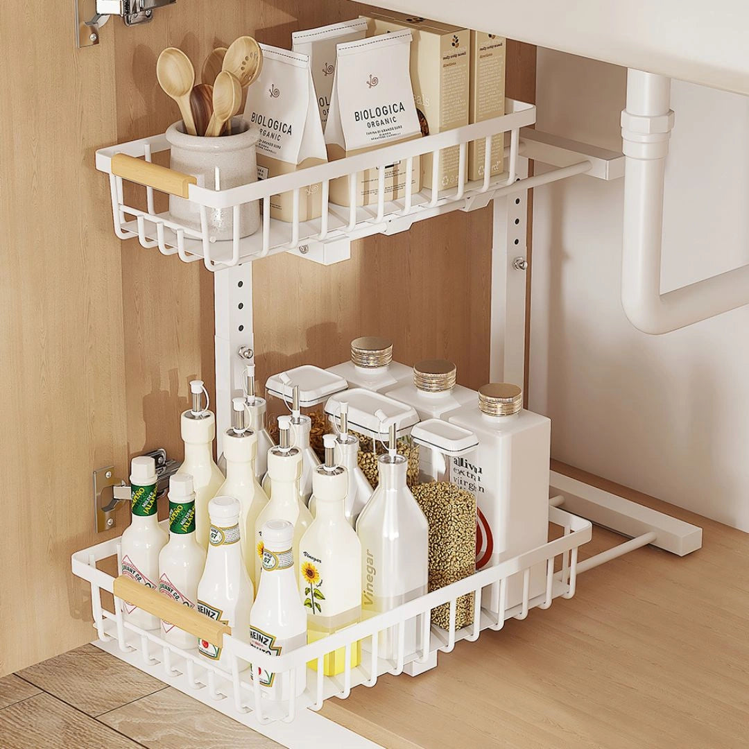 Under Sink 2-Tier Drawer | Carbon Steel