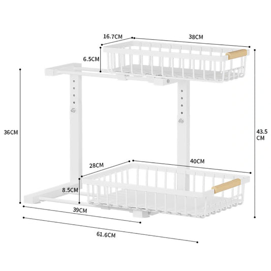 Under Sink 2-Tier Drawer | Carbon Steel